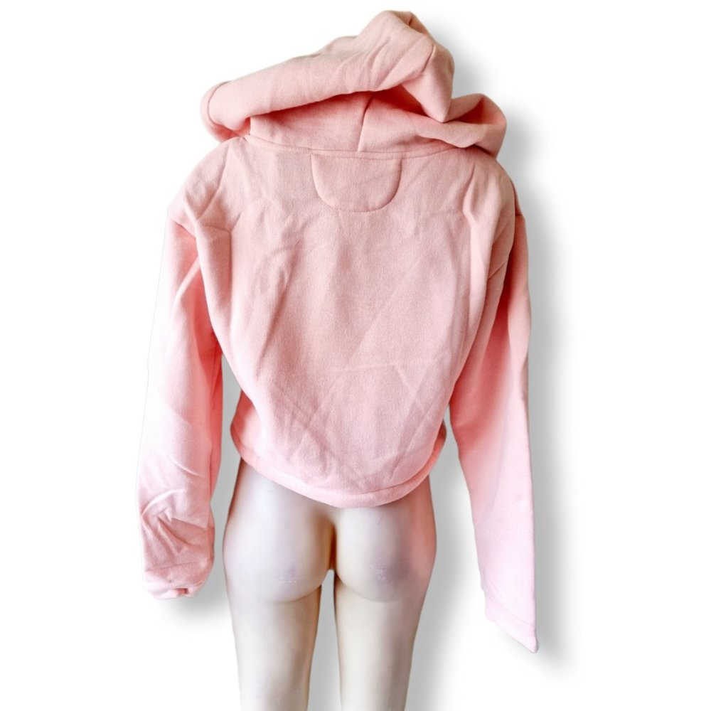 Y2k, pale / pastel / baby pink, cropped, hooded, 3/4 sleeve, jumper fits AU 8-12 - Picture 6 of 12